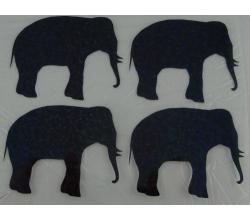 4 Buegelpailletten Elefanten Hologramm schwarz